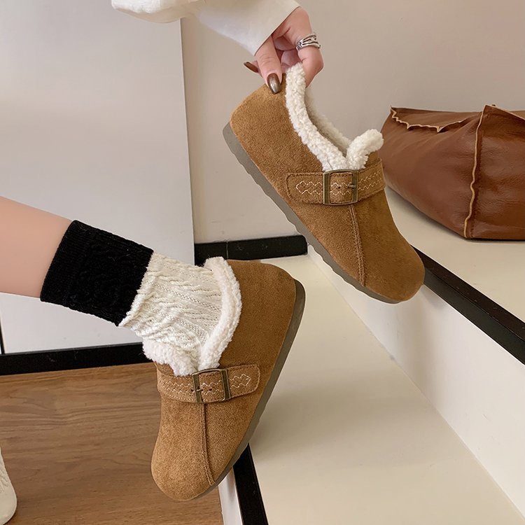 厚底内增高加绒全包勃肯鞋女2025秋冬新款乐福棉鞋保暖雪地靴毛绒