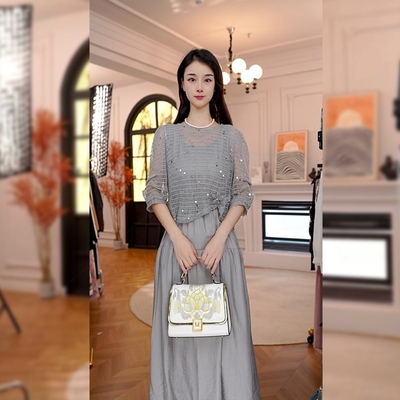 秋季时尚连衣裙套装女新款装洋气