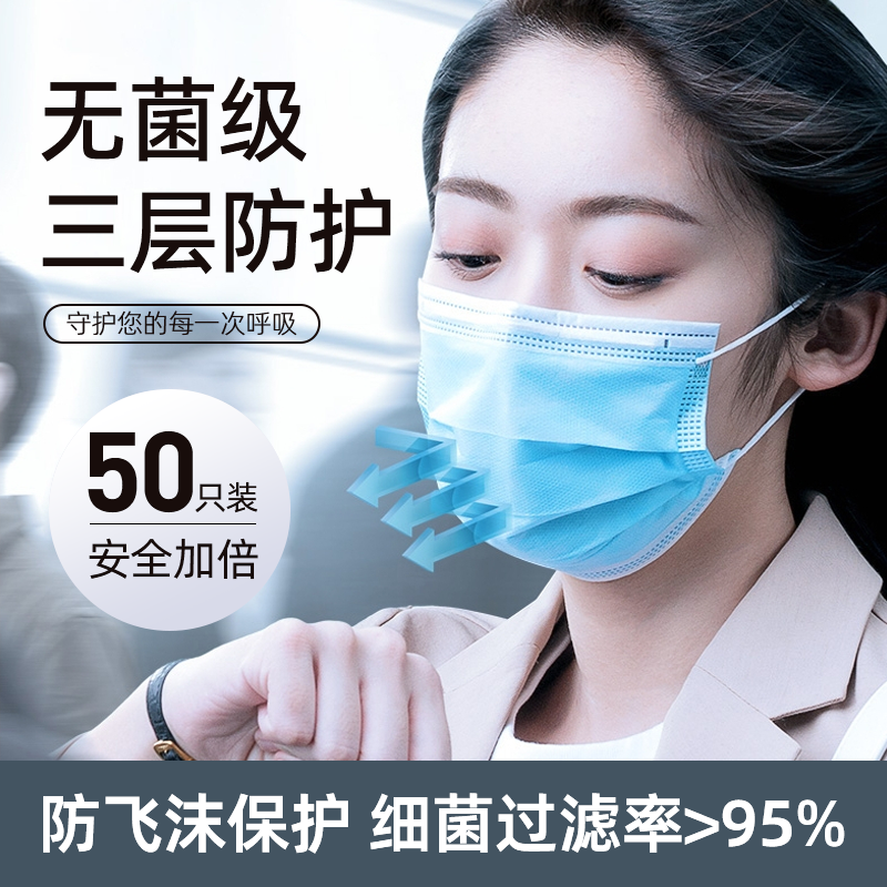 超活力防护无菌级口罩防甲流飞沫三层过滤一次性通勤防护必备正品