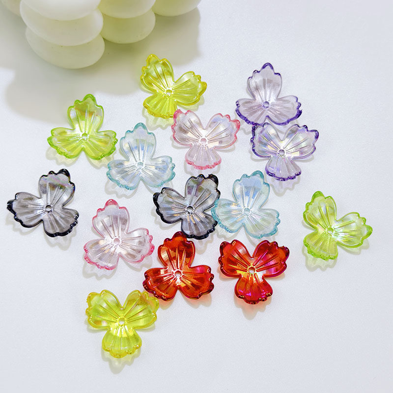 炫彩花瓣三瓣花枫叶亚克力串珠