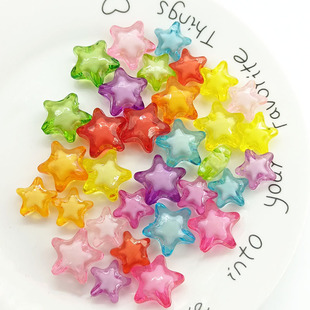儿童手工串珠材料diy饰品配件大小号彩色亚克力五角星珠中珠散珠