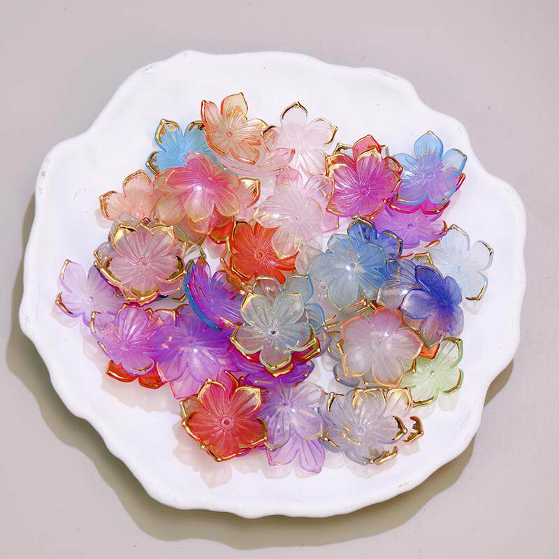 24mm烫金边渐变五瓣花大樱花五角花瓣DIY手工花束古风饰品配件