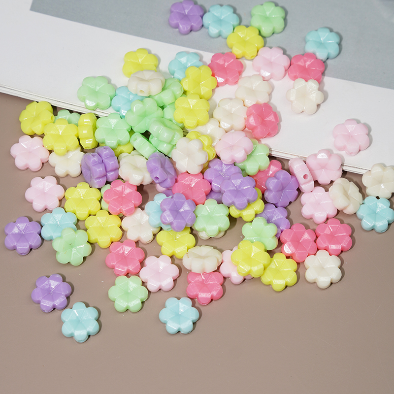 亚克力山茶花马卡龙色花朵浅色儿童 DIY串珠手机链材料包饰品散珠