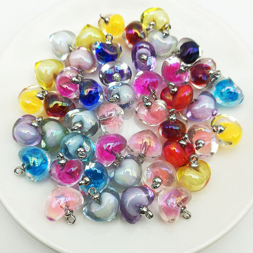 亚克力电镀ab彩爱心吊坠串珠diy