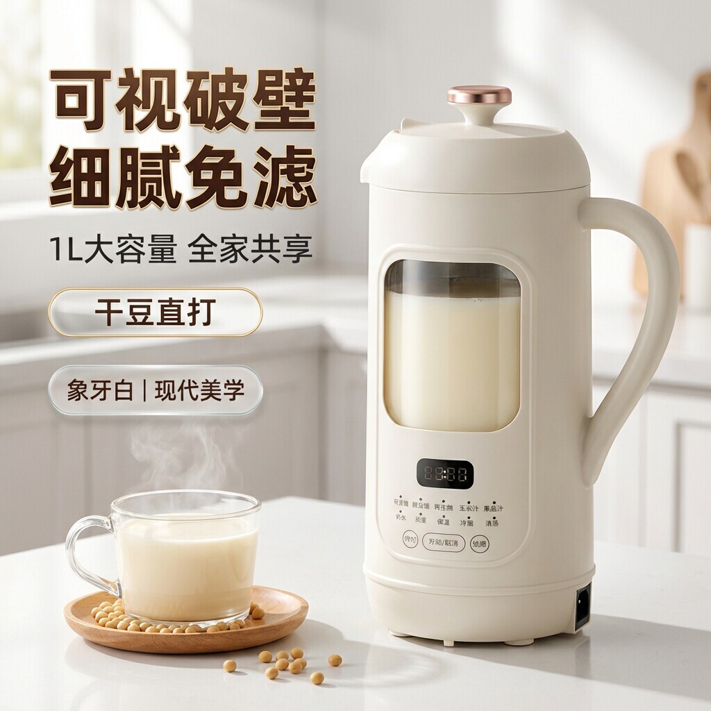 日本幸甚豆浆机家用全自动可视化