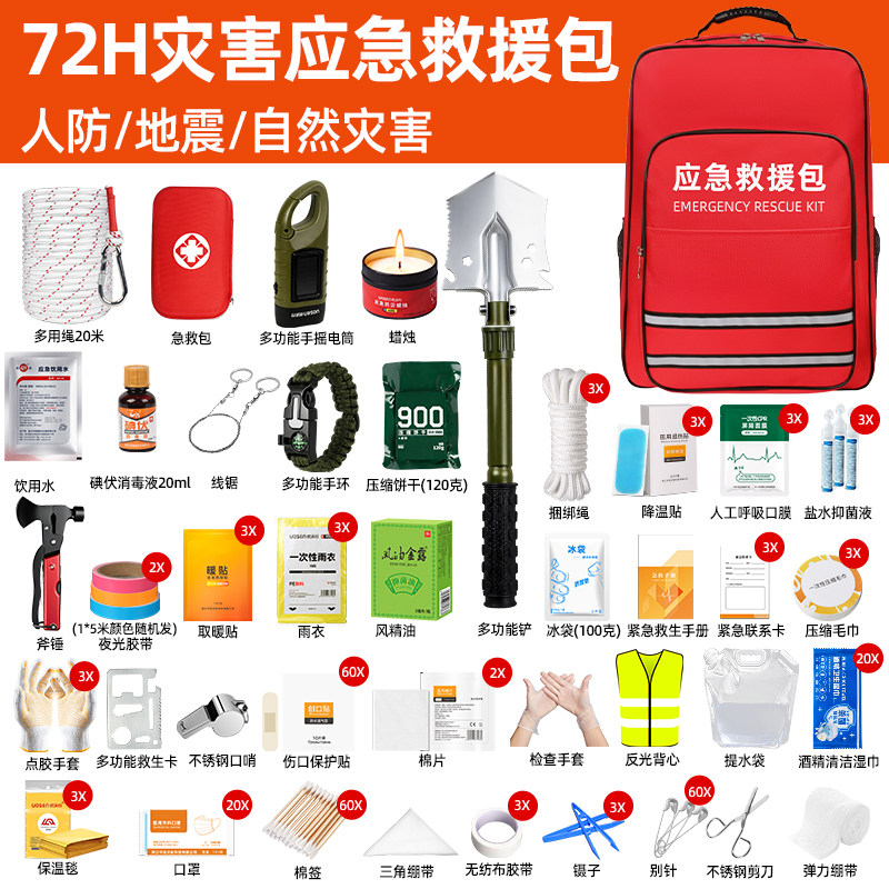 家庭地震人防战备物资储备包全套图片
