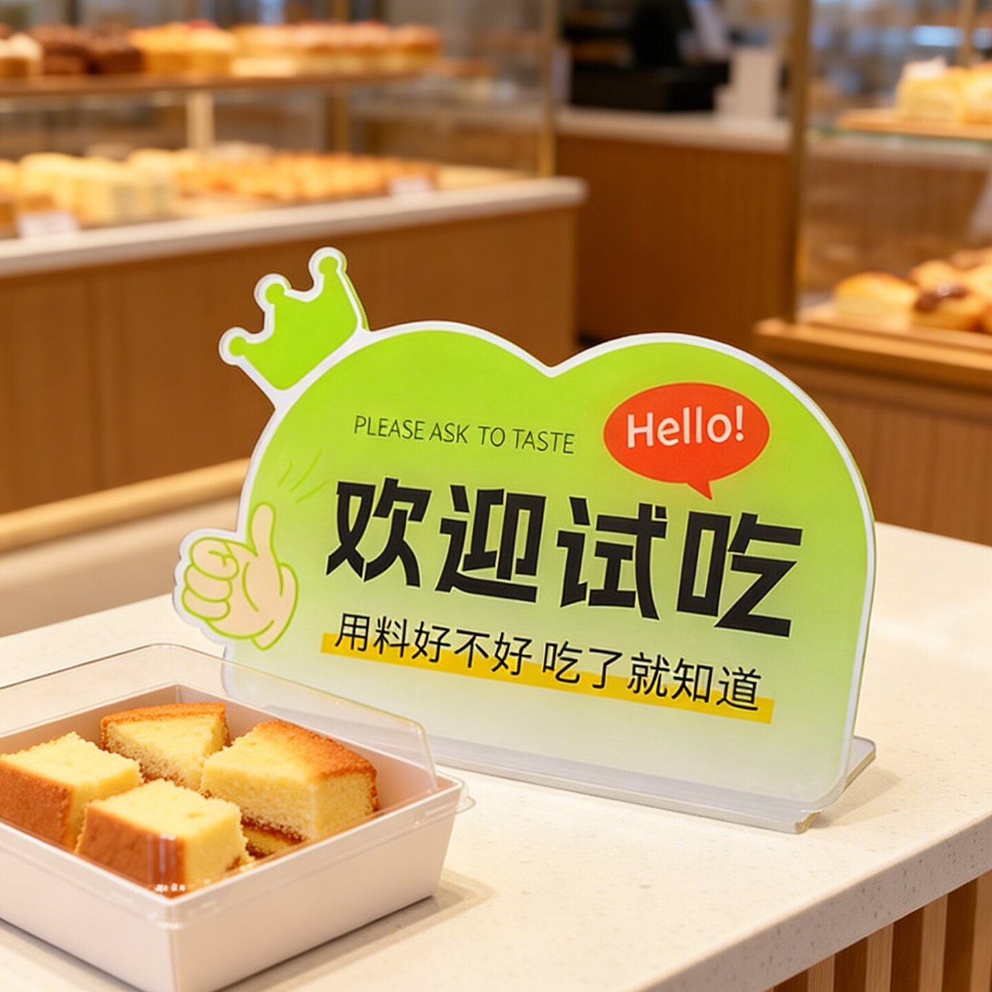 面包烘焙蛋糕店促销欢迎试吃标识陈列展示营销广告立牌亚克力台卡