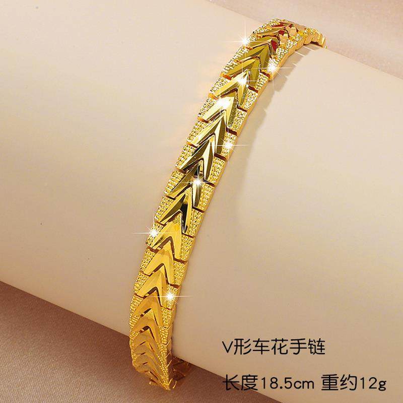 越南沙金新款韩版蛇骨凤尾心形久金不20210909掉色仿假真金黄欧币