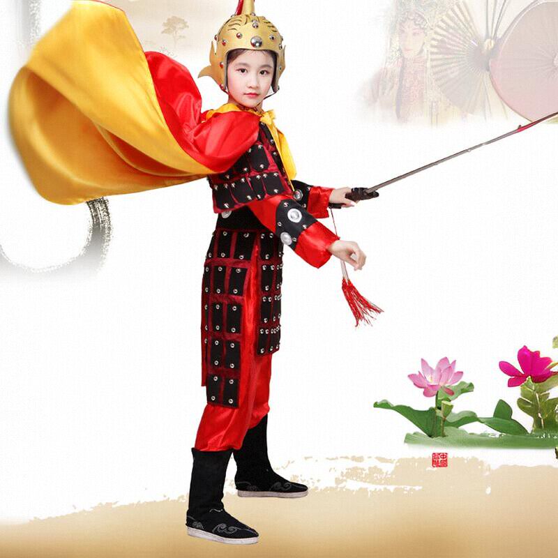 男女岳飞花木兰杨家将战袍表演服图片