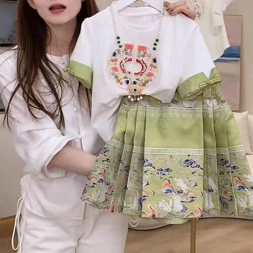 女童汉服短袖马面裙中式夏两件套