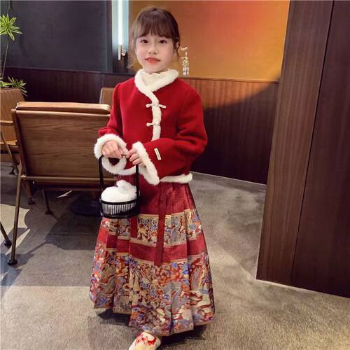 女童汉服中国风马面裙洋气套装