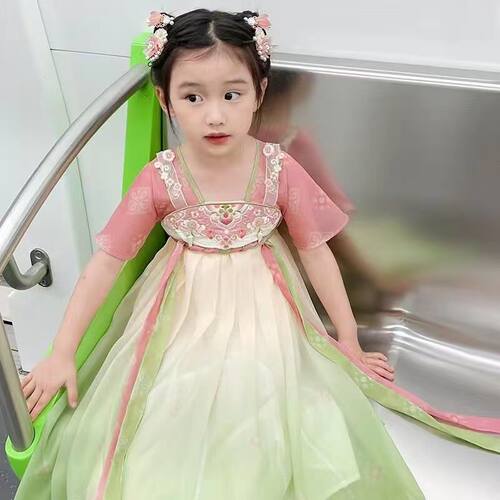 汉服女童夏季短袖超仙襦裙连衣裙