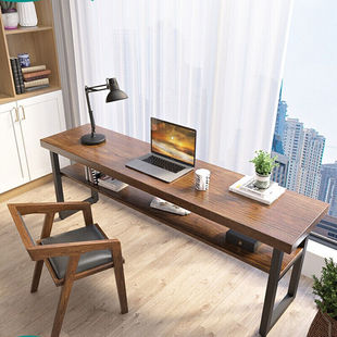 晶耀实木电脑桌窗边吧台桌长条桌窄办公工作台书桌靠墙双层桌办公
