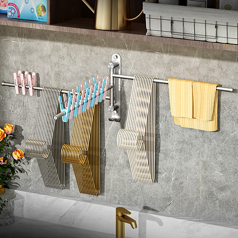 阳台不锈钢壁挂式晾衣架子收纳架