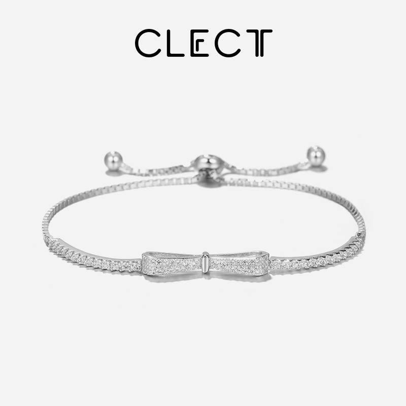 clect珂里立体蝴蝶结925银手链女生轻奢小众精致生日礼物送女友