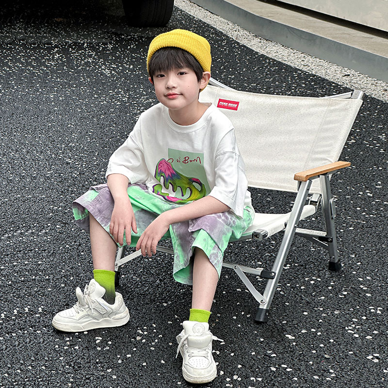 品牌男童衣服夏季套装儿童夏装2025新款男孩短袖T恤潮酷帅气两件