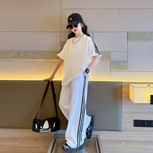 品牌女童运动套装夏季2025新款女大童洋气时髦儿童夏装休闲长裤两