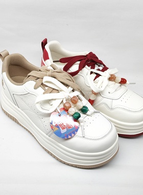 意尔康女鞋2026新款松糕底防滑休闲小白鞋时尚系带6172AD15118Y