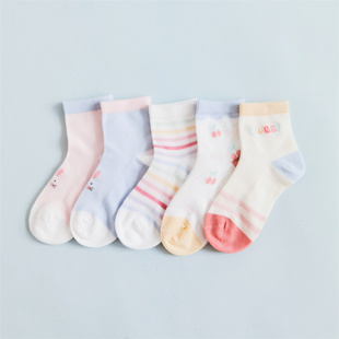 10岁夏网眼学生透气中筒棉袜排汗TW33R307 意尔康儿童袜卡通甜美8