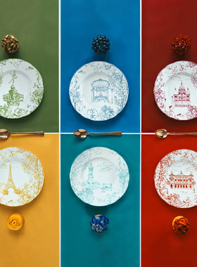 法国柏图 BERNARDAUD 漫步巴黎系列餐盘6件套精致礼盒餐盘套装