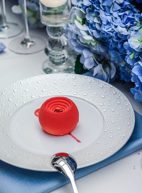 法国柏图 BERNARDAUD 朝露珍珠系列餐盘平盘奢品餐具浮雕感瓷器