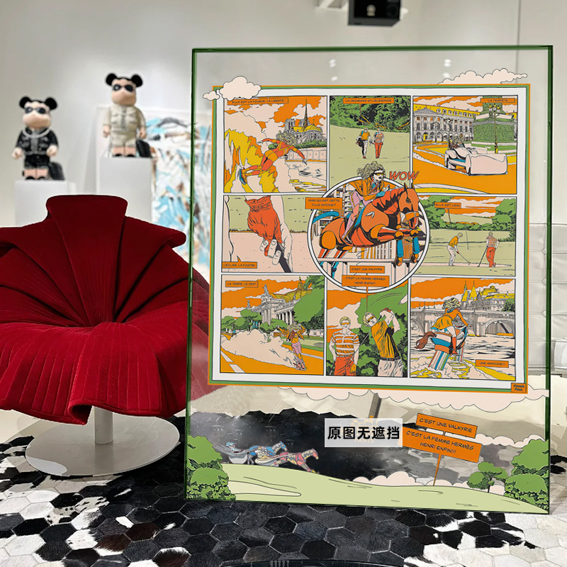 wow女郎人物挂画高端别墅亚克力丝巾装饰画楼梯转角走廊过道壁画图片