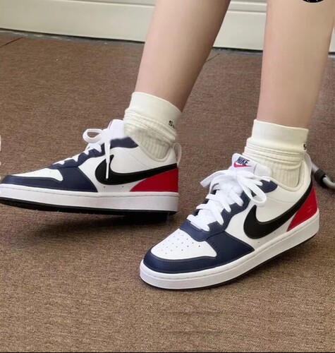 Nike Court 黑曜石 拼色 防滑耐磨 低帮 板鞋 白蓝红 DO7446-101
