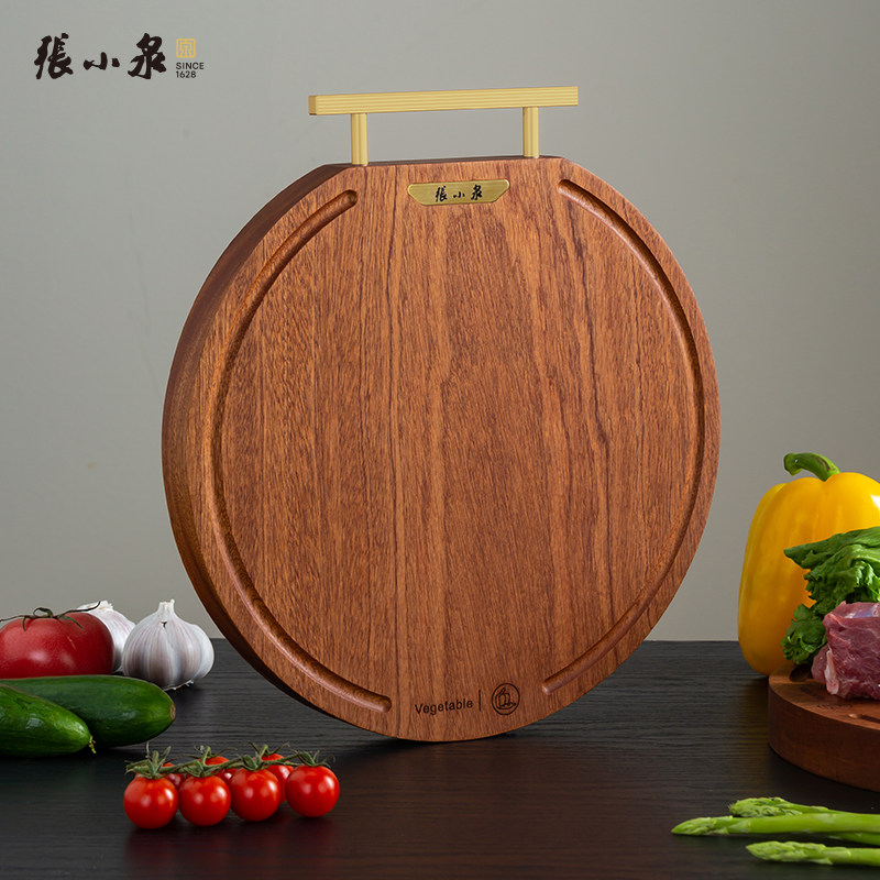 张小泉菜板圆形乌檀木砧板实木切菜板整木案板厨房家用切水果占板