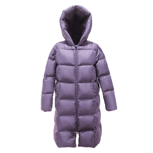 羽物2025年羽绒服95白鸭绒长款过膝格子外套连帽加厚东北VL2205