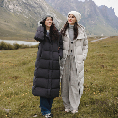 立体中长款羽物羽绒服连帽