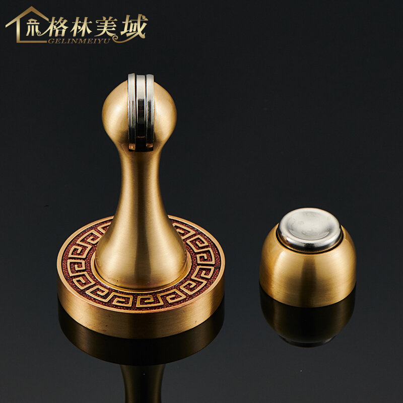 格林美域 中式全铜门吸 欧式纯铜回纹地吸门碰 地装墙装门档门阻