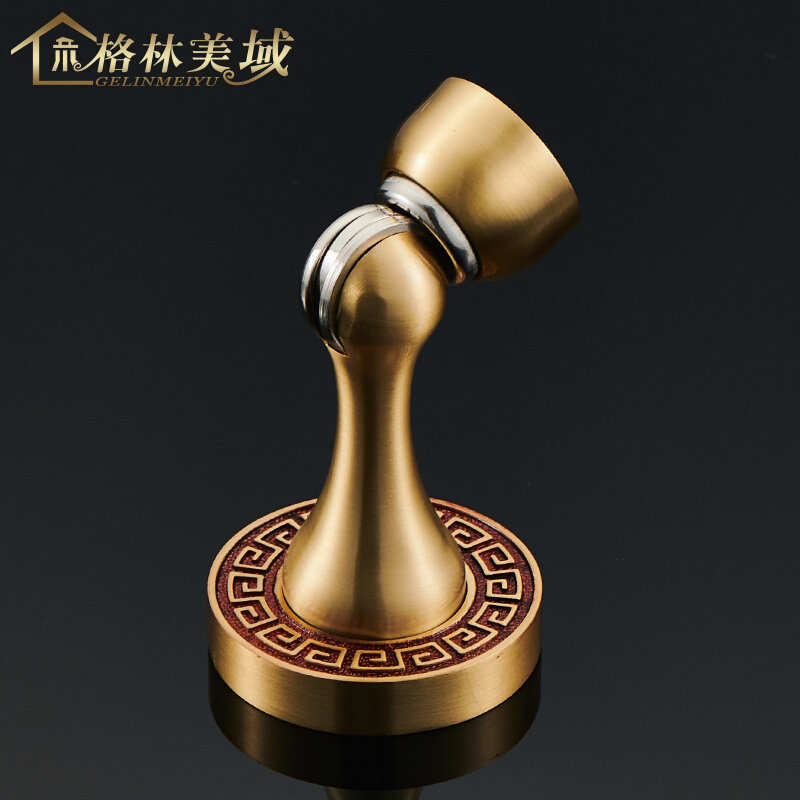 格林美域 中式全铜门吸 欧式纯铜回纹地吸门碰 地装墙装门档门阻
