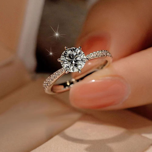 莫桑石钻戒女1克拉求婚结婚戒指