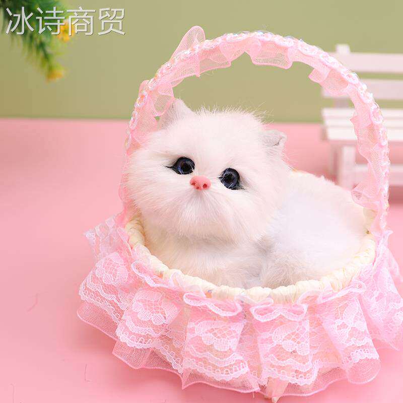 会叫的篮子小猫咪3-6岁儿童玩具真小兔子毛绒动物摆件生日礼物