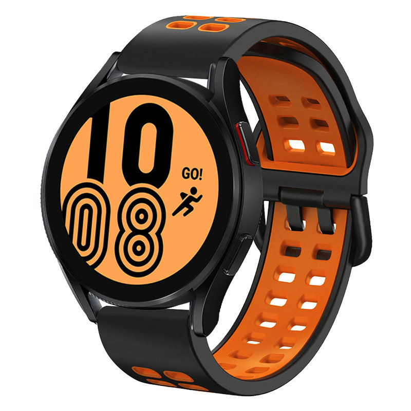 三星手表表带硅胶galaxy watch 4/classic/3 active 1/2代双色双排