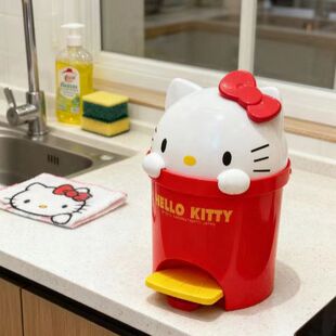 哈喽kt垃圾桶家用卫生间厨房带盖kitty猫宿舍卧室桌面小垃圾桶女