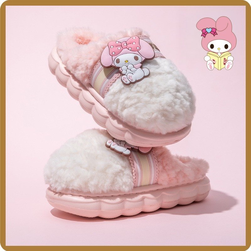 卡通美乐蒂棉拖鞋保暖冬季新款学生melody可爱家居鞋亲子棉拖女孩