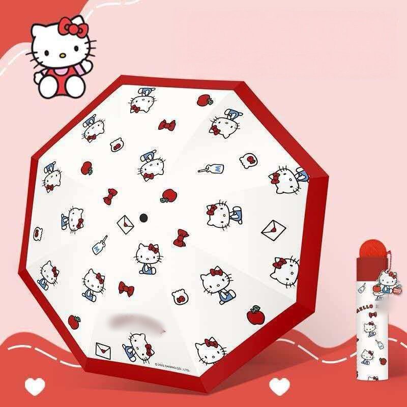 kitty猫晴雨伞两用折叠伞高颜值卡通太阳伞安全节节收自动三折伞