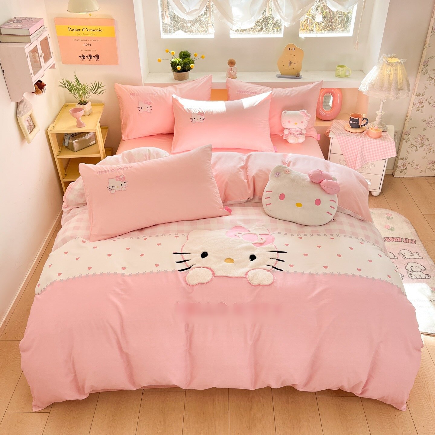 kitty猫卡通四件套纯棉床上用品