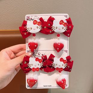 kitty猫过年头饰新年古风发夹哈喽kt发卡中国风发饰蝴蝶结女孩子