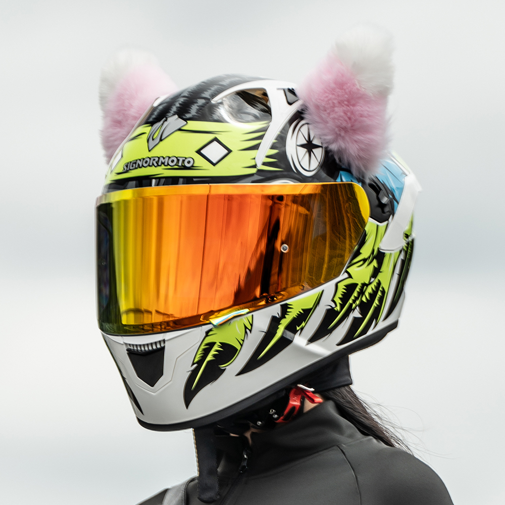 艾狮头盔男女摩托车包全盔机车3C认证带蓝牙四季防雾夏季双镜片