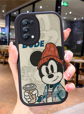 小羊皮咖啡米奇适用oppok9手机壳oppook9s卡通k10活力版5G女k7X防摔k10pr0男k5/3/1看findx3pro潮牌k十flndx5