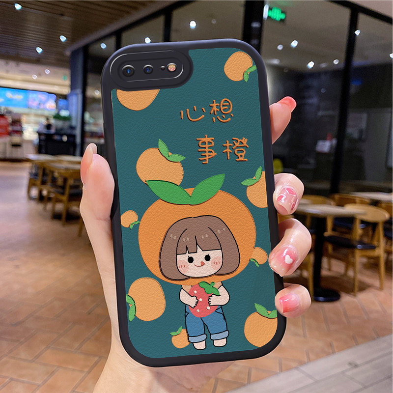 小羊皮心想事橙适用苹果8plus手机壳iphone7p新16系列7p1us防摔lphone8p全包边SE二代plas男女7q7spuls潮牌套