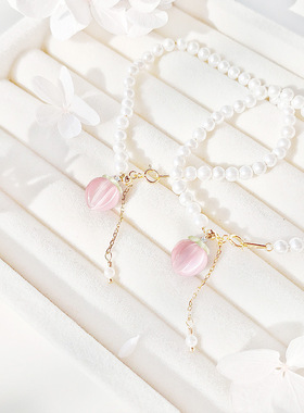 甜美ins风925银珍珠爱心手