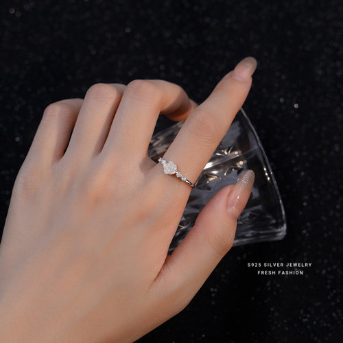 s925纯银玫瑰花戒指女简约轻