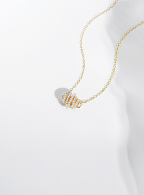 BaObAo纯银镶钻金锁骨链轻