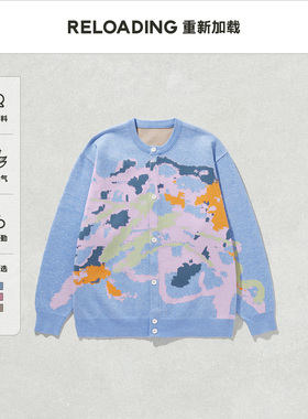 Reloading重新加载 蜡笔风提花亲肤毛衣男款加厚上衣情侣针织毛衫
