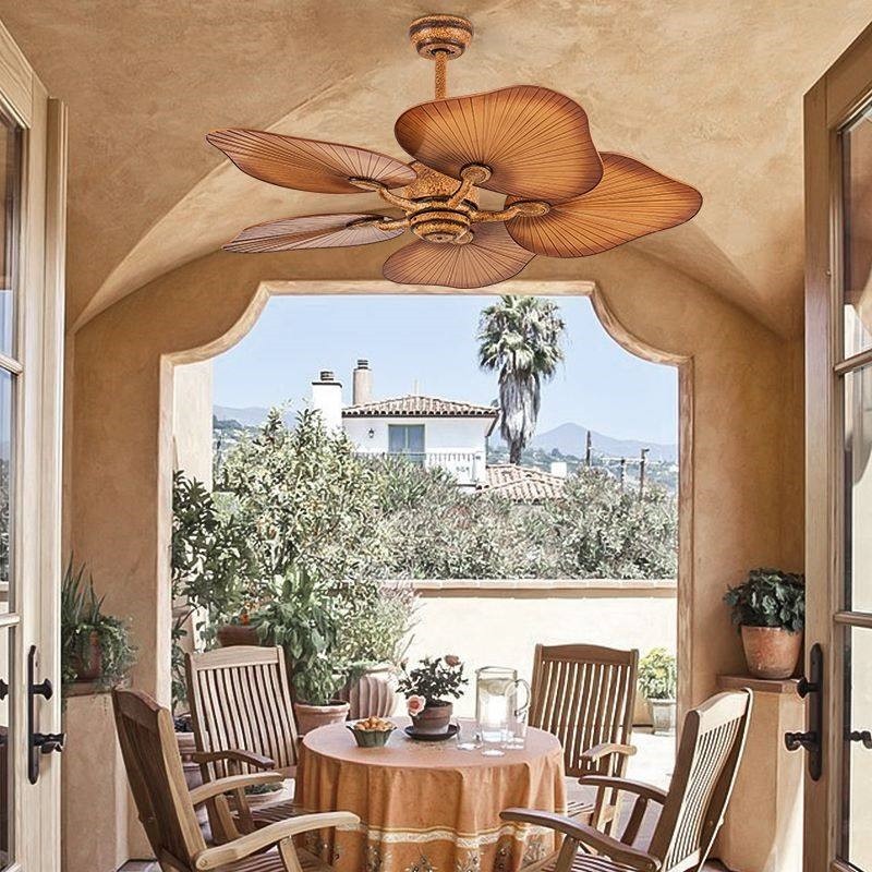风扇灯吊扇灯东南亚美式田园复古遥控静音吊灯扇客厅餐厅酒店工程