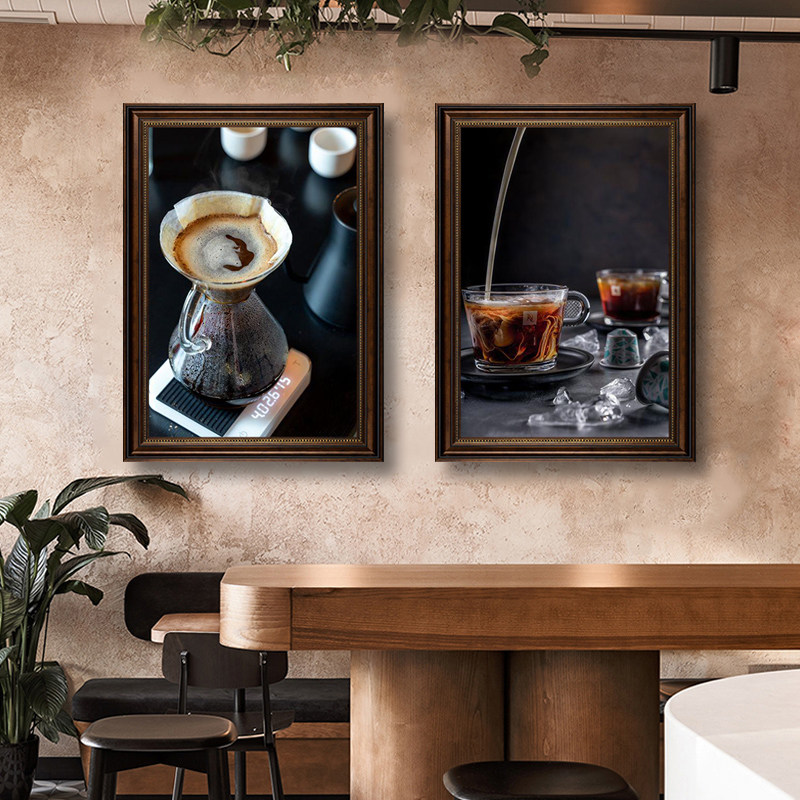 手冲咖啡拉花装饰画美式拿铁coffee店西餐厅挂画饮品店布置壁画