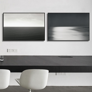 杉本博司海景装饰画黑白灰风格艺术摄影挂画现代简约侘寂风格壁画